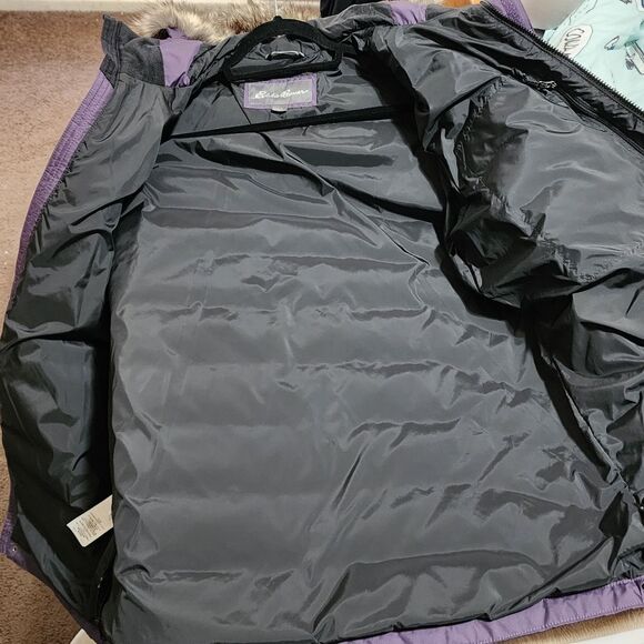 Men's Eddie Bauer Boundary Pass Down Purple Parka Puffer Jacket Size Large L NEW - Picture 11 of 16